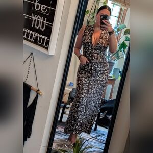 '90s Vintage Rampage Button-up Tie Back Brown and White Floral